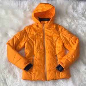 Spyder Women’s Hooded Puffer Orange Snow Jacket